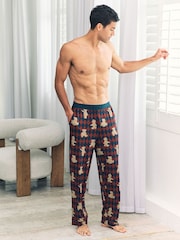 Chelsea Peers Blue Argyle Bear Print Pyjama Bottoms - Image 1 of 5