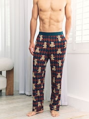 Chelsea Peers Blue Argyle Bear Print Pyjama Bottoms - Image 2 of 5