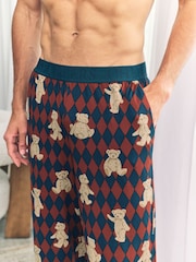 Chelsea Peers Blue Argyle Bear Print Pyjama Bottoms - Image 3 of 5