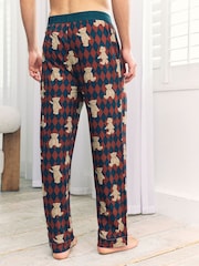 Chelsea Peers Blue Argyle Bear Print Pyjama Bottoms - Image 4 of 5