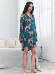 Chelsea Peers Green Maternity Tiger Print Nightshirt - Image 1 of 5