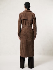Reiss Taupe Neutral Hattie Suede Suede Belted Trench Coat - Image 5 of 7
