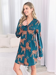 Chelsea Peers Green Tiger Print Nightshirt - Image 1 of 5