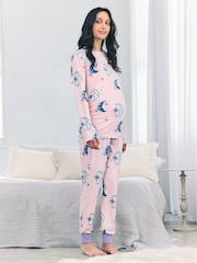 Chelsea Peers Maternity Astral Hearts Print Long Pyjamas Set - Imagen 1 de 5