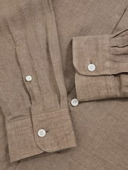 Reiss Light Taupe Brown Ruban Linen Cutaway-Collar Shirt - Image 6 of 6