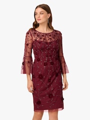 Adrianna Papell Red Bead Velvet Sheath Dress - Image 1 of 6