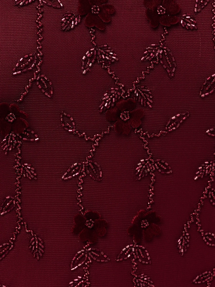 Adrianna Papell Red Bead Velvet Sheath Dress - Image 6 of 6