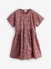 Pink Short Sleeve Animal Print Button Through Dress - Image 1 of 1