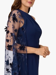 Adrianna Papell Blue Crepe One Shoulder Dress - Image 4 of 6