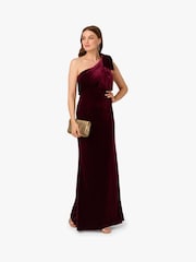 Adrianna Papell Red Velvet One Shoulder Gown - Imagem 4 de 6