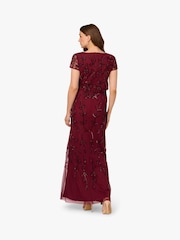Adrianna Papell Red Blouson Beaded Long Dress - Imagem 2 de 6
