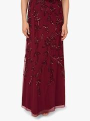 Adrianna Papell Red Blouson Beaded Long Dress - Imagem 5 de 6