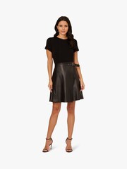 Adrianna Papell Black Ponte Faux Leather Dress - Imagem 1 de 6