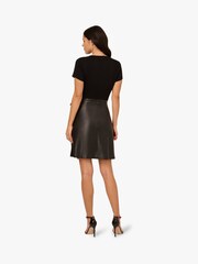 Adrianna Papell Black Ponte Faux Leather Dress - Imagem 2 de 6