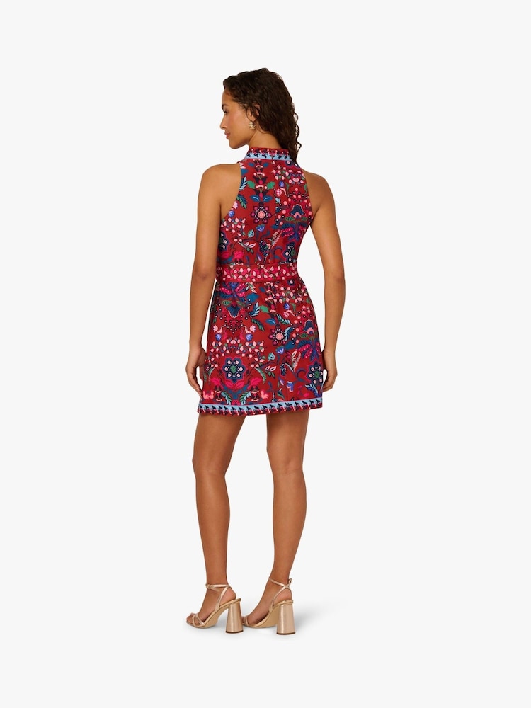 Adrianna Papell Halter Printed Brown Short Dress - Imagem 2 de 6
