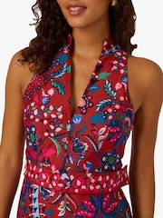 Adrianna Papell Halter Printed Brown Short Dress - Imagem 4 de 6