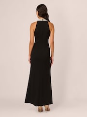Adrianna Papell Studio Beaded Halter Black Gown - Image 2 of 6