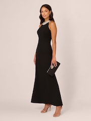 Adrianna Papell Studio Beaded Halter Black Gown - Image 3 of 6