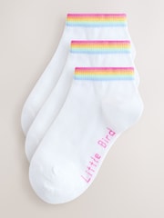 Little Bird by Jools Oliver White Pastel Rainbow Stripe Trainer Socks 3 Pack - Image 1 of 4