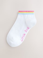 Little Bird by Jools Oliver White Pastel Rainbow Stripe Trainer Socks 3 Pack - Image 2 of 4