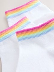 Little Bird by Jools Oliver White Pastel Rainbow Stripe Trainer Socks 3 Pack - Image 4 of 4