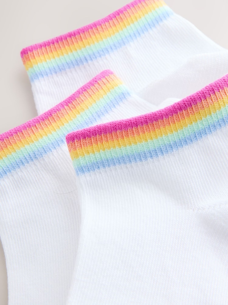 Little Bird by Jools Oliver White Pastel Rainbow Stripe Trainer Socks 3 Pack - Image 4 of 4 Little Bird by Jools Oliver White Pastel Rainbow Stripe Trainer Socks 3 Pack - Image 4 of 4