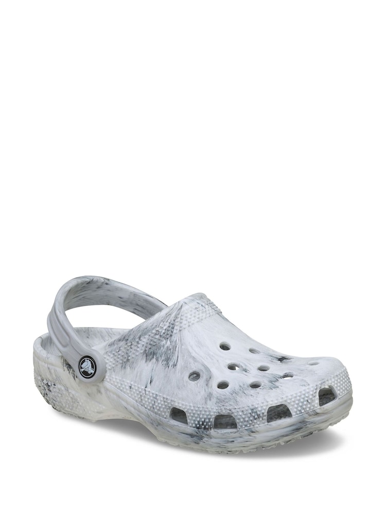 Crocs Grey Classic Marbled Clogs - Image 2 of 4 Crocs Grey Classic Marbled Clogs - Image 2 of 4
