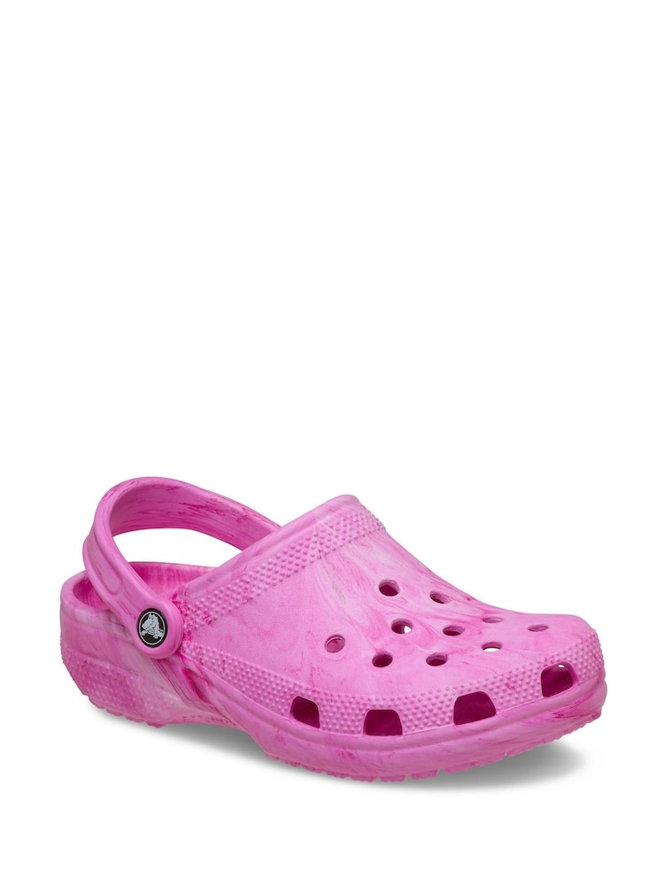 Crocs Pink Classic Marbled Clogs - Image 1 of 4 Crocs Pink Classic Marbled Clogs - Image 1 of 4