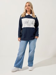 Yours Curve Blue 5th Avenue Rugby Top - Image 2 of 5