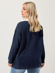 Yours Curve Blue 5th Avenue Rugby Top - Image 3 of 5