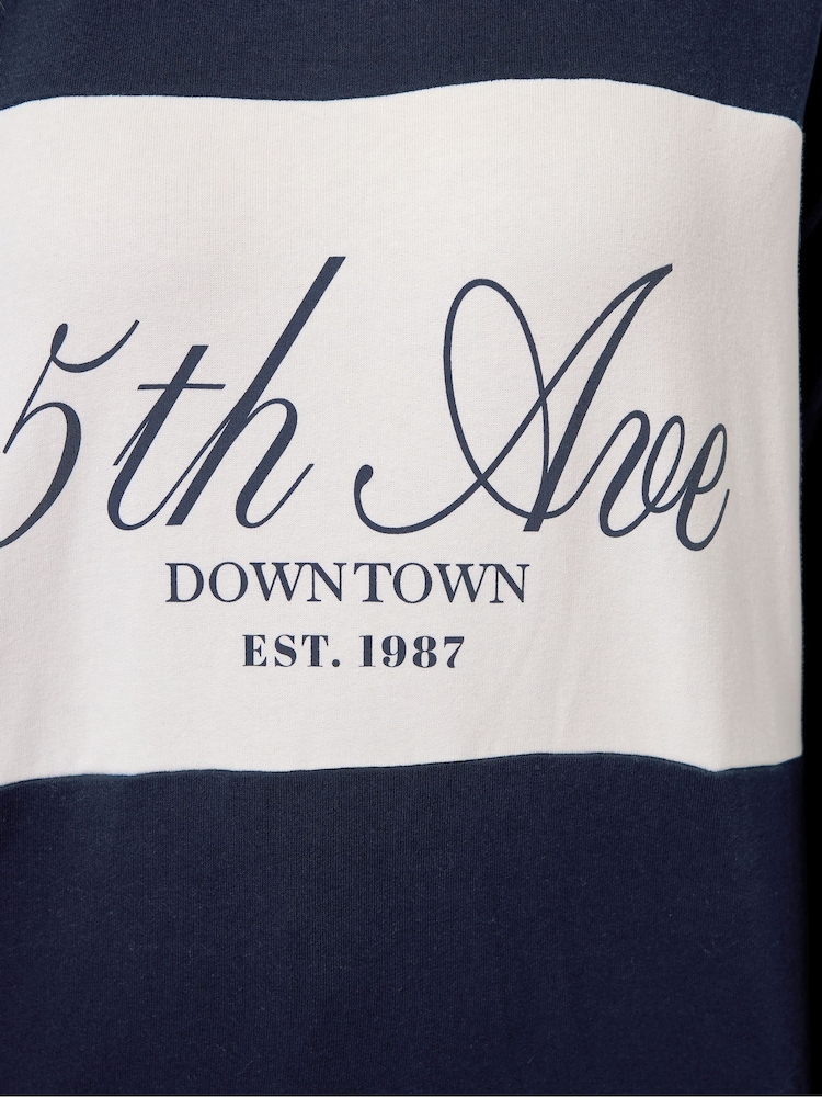 Yours Curve Blue 5th Avenue Rugby Top - Image 5 of 5