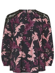 Yours Curve Charcoal Black Lace Raglan Blouse - Image 5 of 5