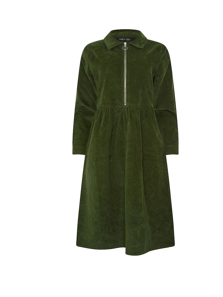 M&Co Green Cord Zip Half Placket Dress - Image 5 of 5 M&Co Green Cord Zip Half Placket Dress - Image 5 of 5