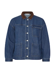 Yours Curve Blue Cord Denim Jacket - Image 1 of 1