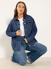 Yours Curve Blue Cord Denim Jacket - Image 3 of 6