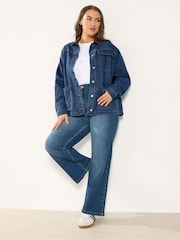 Yours Curve Blue Cord Denim Jacket - Image 5 of 6