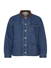 Yours Curve Blue Cord Denim Jacket - Image 6 of 6