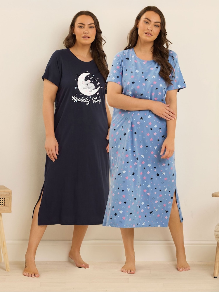 Yours Curve Koalaty Time Midaxi Nightdress 2 Pack - Imagem 1 de 8