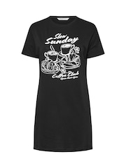 Yours Curve Black Coffee Club Sleep T-Shirts 2 Pack - Image 6 of 8