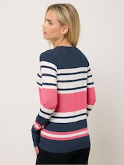 M&Co Blue Petite Petite Stripe Crew Neck Jumper - Image 3 of 5