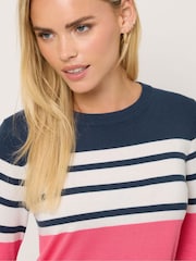 M&Co Blue Petite Petite Stripe Crew Neck Jumper - Image 4 of 5