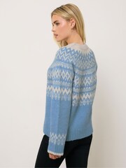 M&Co Blue Petite Placement Fairisle Jumper - Image 3 of 5