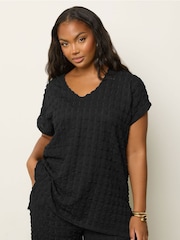 Preto - Camiseta Yours Curve Bubble Texture Grown On - Imagem 1 de 5