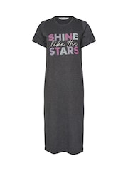 Yours Curve Grey Shine Stars Midaxi Nightdress 2 Pack - Image 3 of 8
