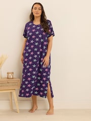 Yours Curve Grey Shine Stars Midaxi Nightdress 2 Pack - Image 6 of 8