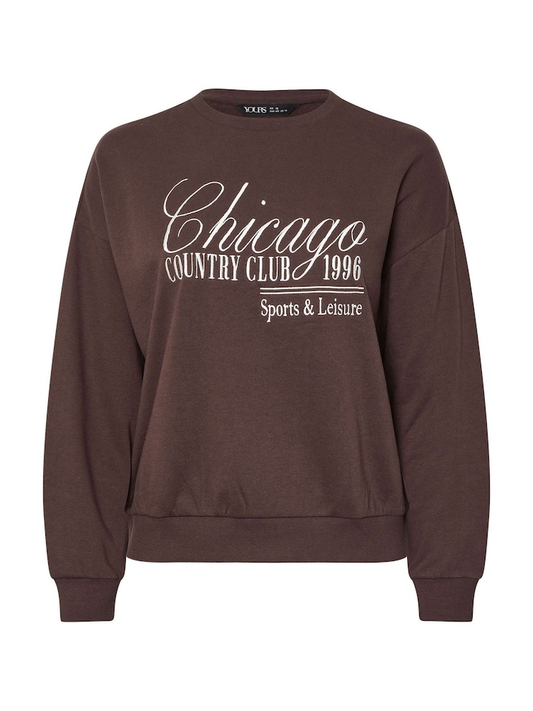 Yours Curve Light Brown Crew Neck Sweatshirt - Image 5 of 5