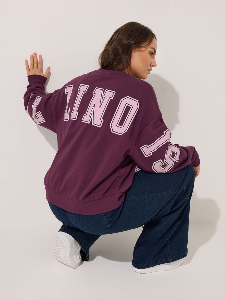 Yours Curve Red Crew Neck Sweatshirt - Image 1 of 7
