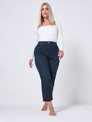 Yours Curve Blue Boyfriend Jeans - Image 2 of 5