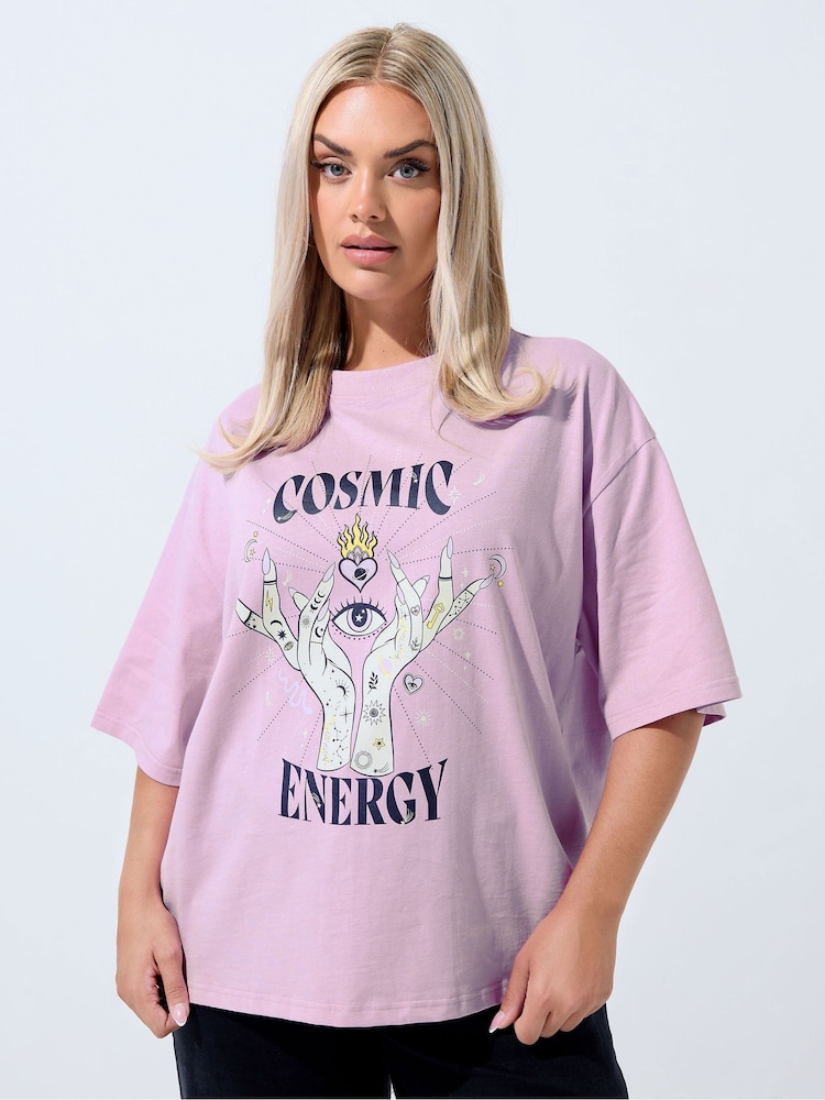 Yours Curve Limited Cosmic Energy T-Shirt - Imagem 1 de 5