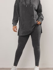 Yours Curve Black Acid Wash Leggings - Image 1 of 5